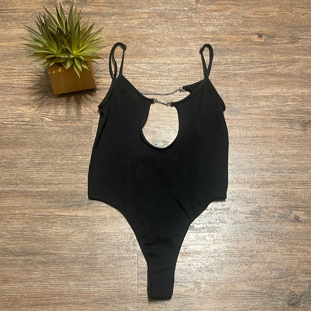 NWT Urban outfitters black chain thong bodysuit
